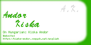 andor kiska business card